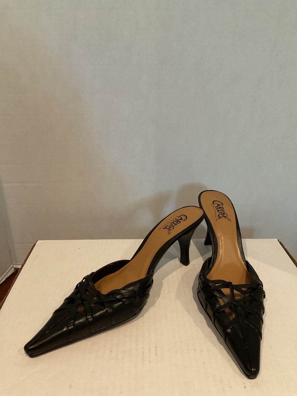 Carlos-Carlos Santana -“Vicious “ - Slim Low Heeled Leather Mules - Brazil - 7M